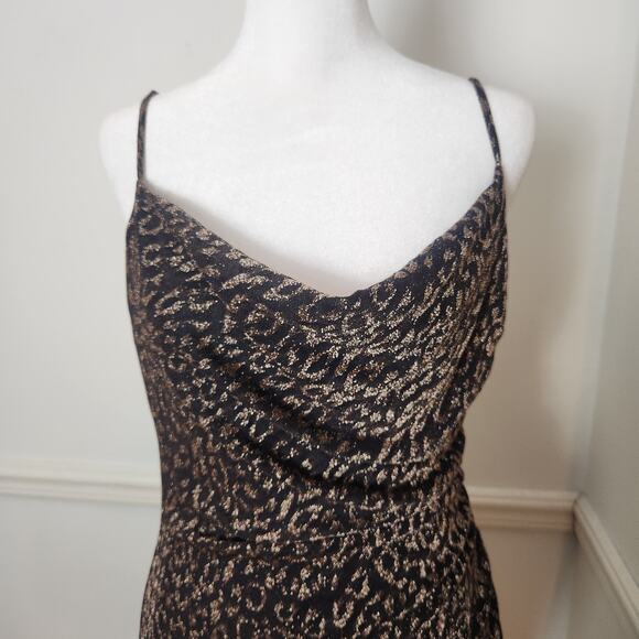 Laundry By Shelli Segal Dress Size 4 Women Slip Gold Leopard Sleeveless Fairy - Picture 8 of 11